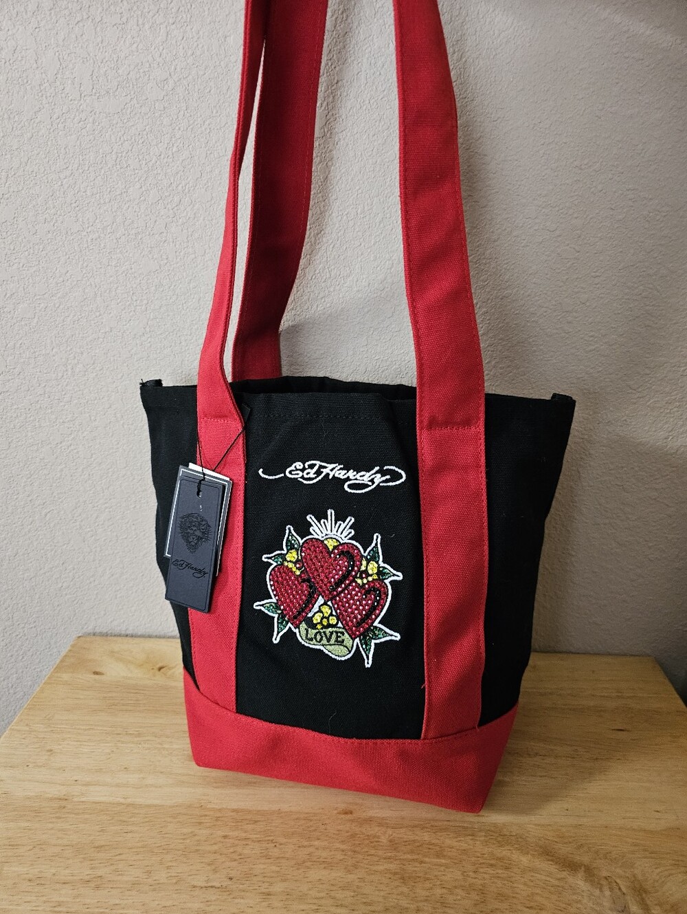 Ed Hardy Black & Red Canvas Tote